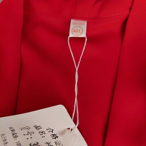 Red Tie Neck Blouse with Rhinestone Brooch NWT - Picture 12 of 13